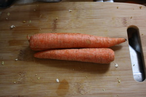Two carrots in the quinoa tofu stir-fry recipe
